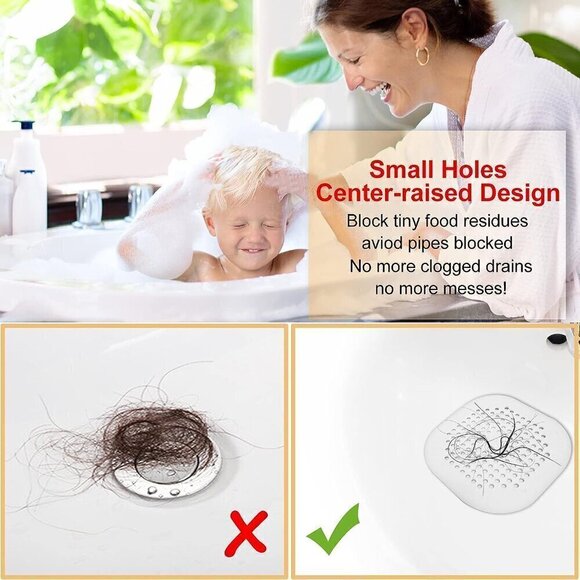 Silicone Hair Drain Catcher with Suction Cups. Package of 4 White / BRAND NEW - Picture 2 of 8